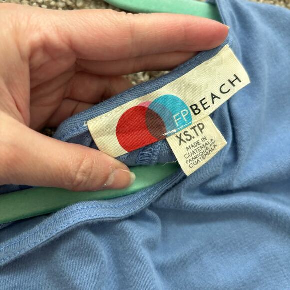 Free People Beach Muted Blue Maxi Dress Beachy Boho Sz S / XS - Picture 7 of 7